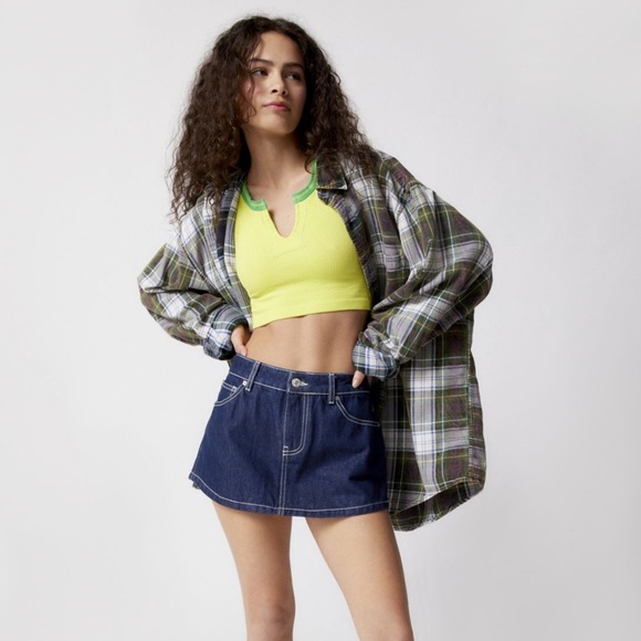 Urban Outfitters Out From Under Go For Gold Neon Yellow Green Cropped Top Tee - Picture 3 of 8